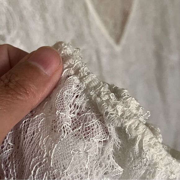 Lane Bryant White Lace V-Neck Sheer Blouse with Ruffle Sleeves Size 22/24 - Picture 8 of 11